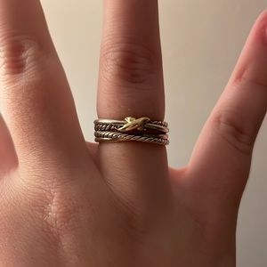David Yurman X Crossover Band Sterling Silver with 18k Yellow Gold Ring